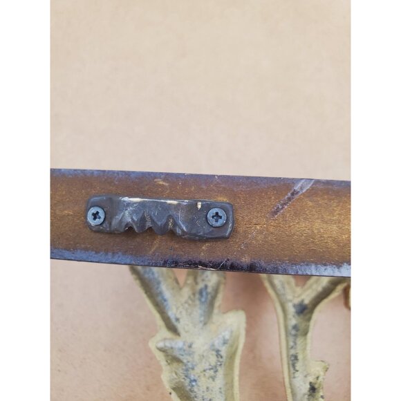 Vintage Solid Brass Ornate Wall Shelf - Vintage Ornate Brass & Wood Wall Shelf - - Picture 7 of 10